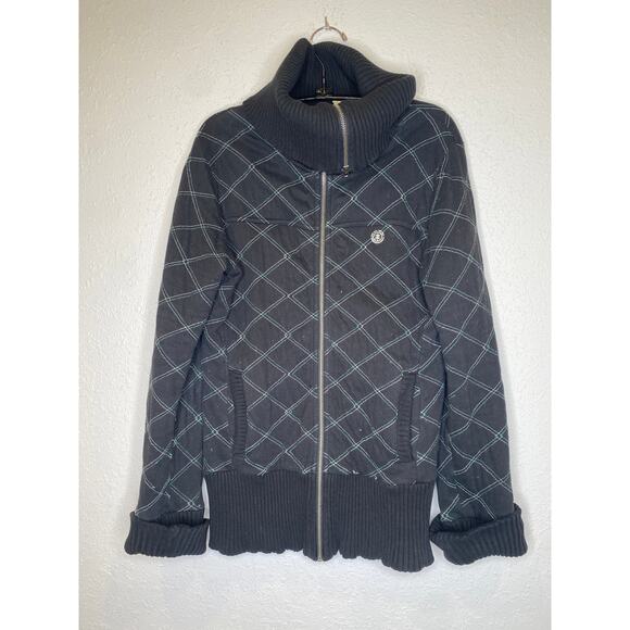 Element Sweatshirt Zipper Cardigan Sweater/Sweatshirt Sz M Ribbed Turtleneck - Picture 1 of 16